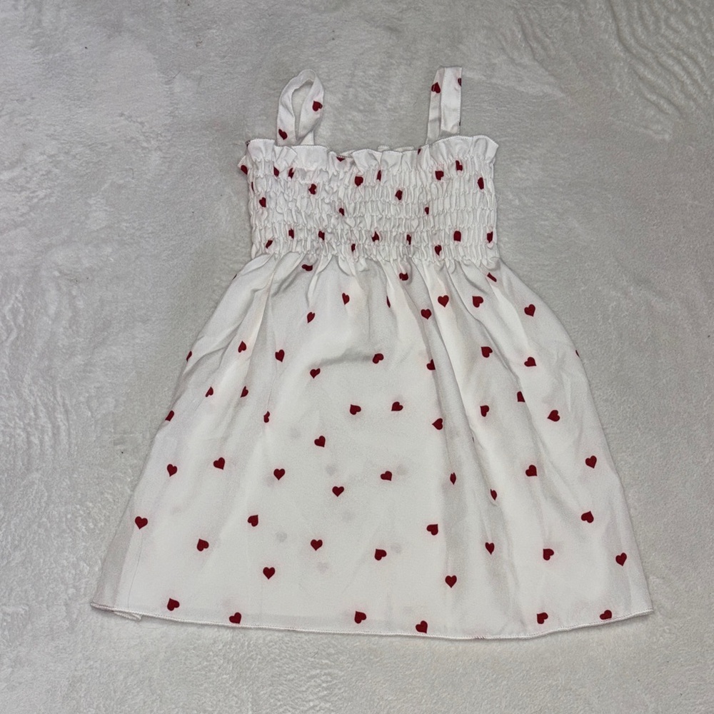 White and Red Heart print Kids/baby Dress 12-18 months